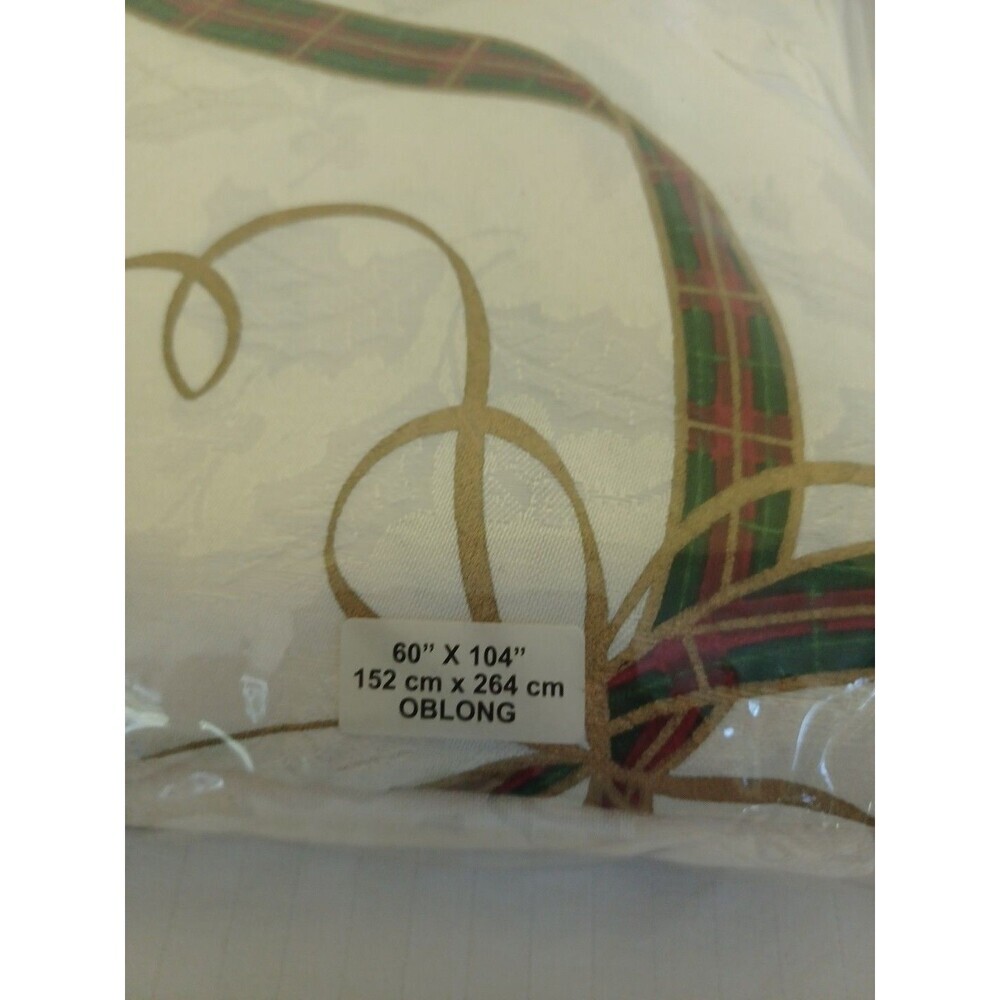 Lenox Holiday Nouveau NWT tablecloth 60x104” oblong new classic Christmas linens - Picture 3 of 5